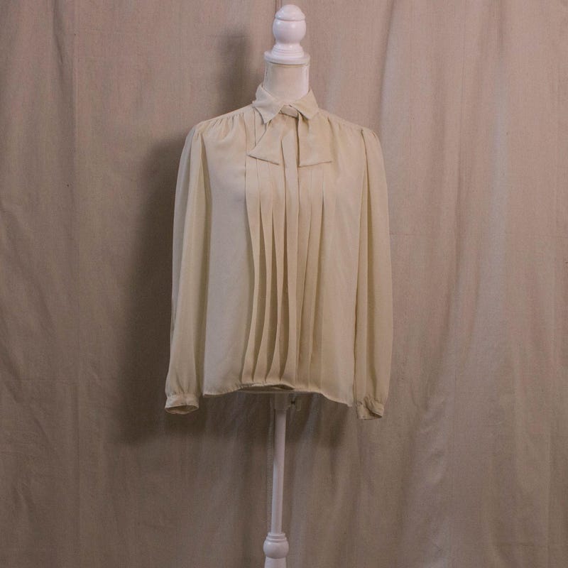 Pleated Collar Blouse - Beige