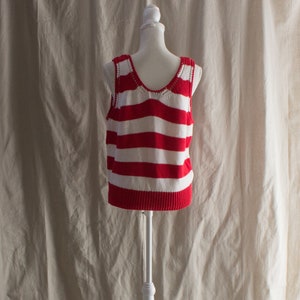 Vintage 1980s Red Striped Sleeveless Sweater image 3