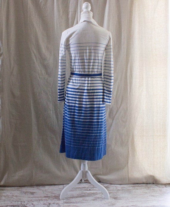 Vintage 1970s Ombre Striped Knit Midi Shirtdress - image 3