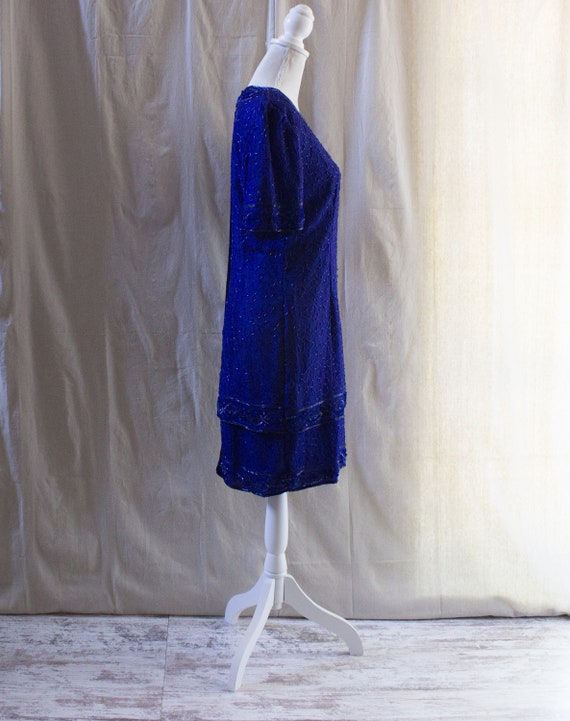 Vintage 1990s Purple Silk Beaded Dress - image 4