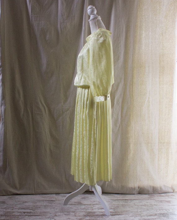 Vintage 1980s Yellow Jacquard Midi Dress - image 2