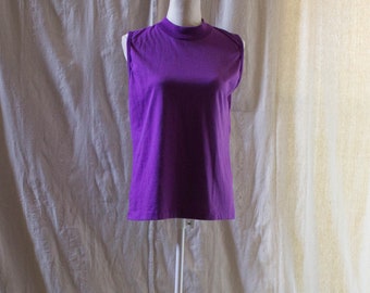 Vintage 1980s Purple Mockneck Knit Tank Top