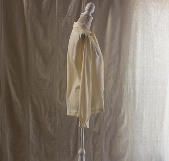 Vintage 1980s Cream Blouse with Attached Scarf - image 4