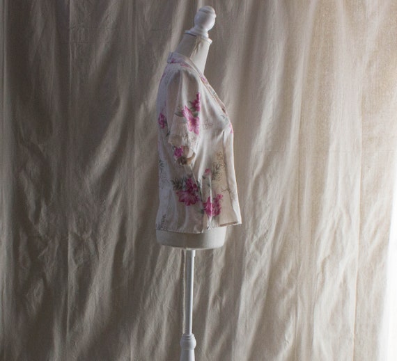 Vintage 1990s Pink Floral Short Sleeve Blouse - image 4