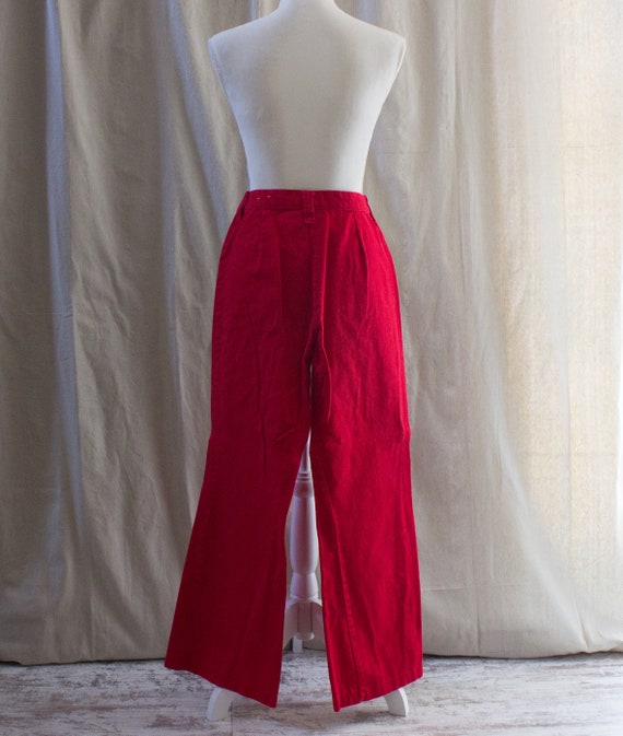 Vintage 1970s Red Flare Denim Jeans - image 3