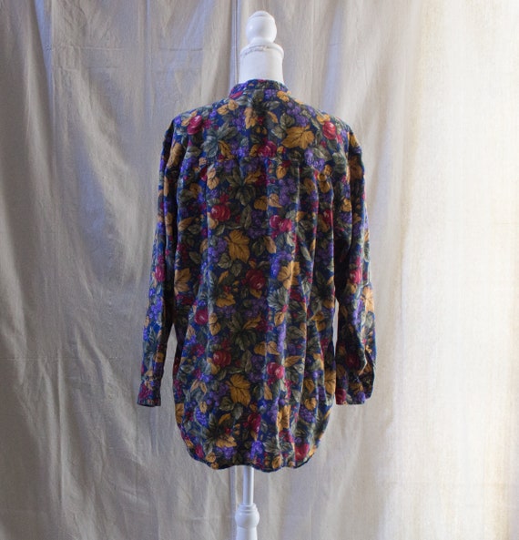 Vintage 1990s Banded Collar Floral Tunic Top - image 3