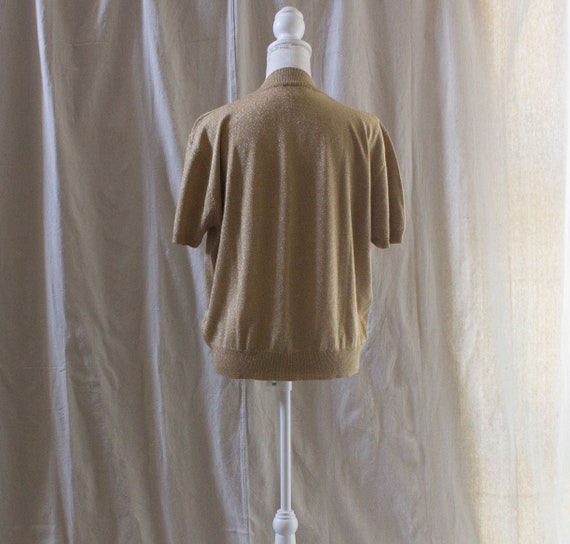 Vintage 1990s Gold Lurex Short Sleeve Sweater - image 3