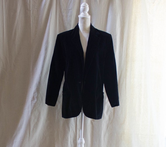 Vintage 1980s Black Velvet Blazer - image 1