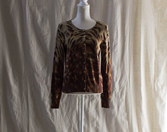 Vintage Y2K Animal Print Cardigan Suéter