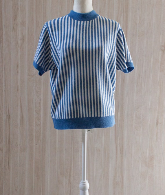 Vintage Striped Short Sleeve Sweater