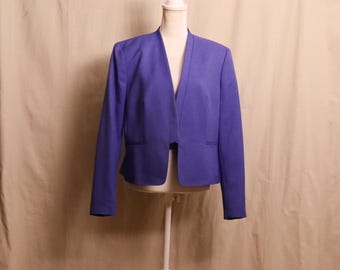 Marynarka bez kołnierzyka w kolorze periwinkle z lat 90.