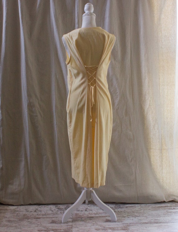 Vintage 1990s Yellow Crepe Midi Dress - image 3