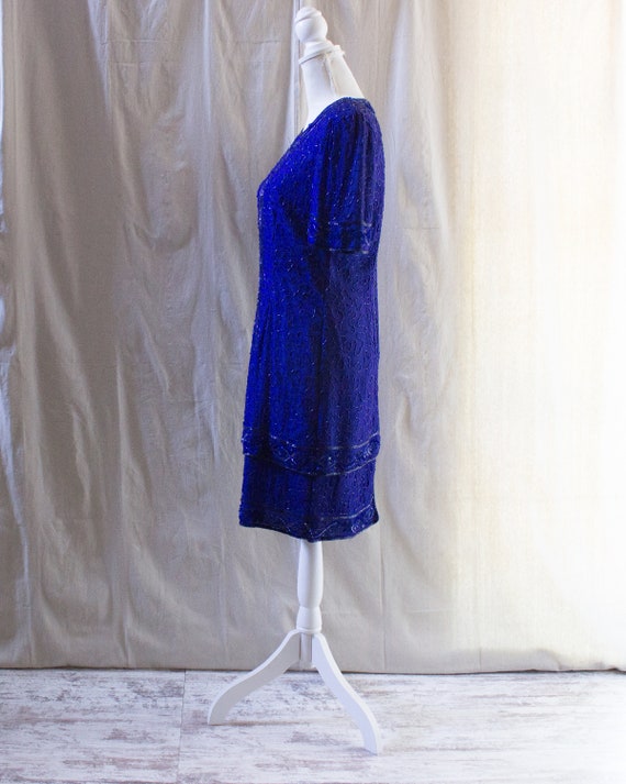 Vintage 1990s Purple Silk Beaded Dress - image 2