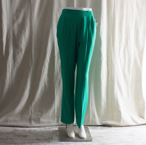 Vintage 1990s Green Pleated Front Trouser Pants - image 1