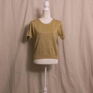 Vintage 1990s Gold Metallic Short Sleeve Sweater