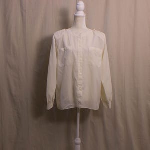 Vintage 1980s Cream Collarless Blouse