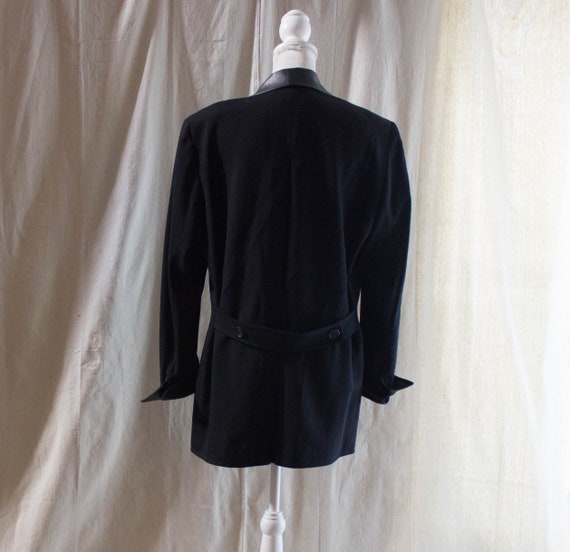 Vintage 1990s Oversized Black Blazer with Leather… - image 4