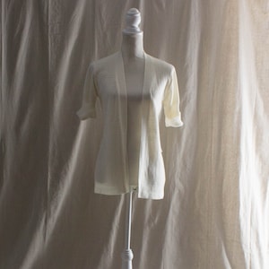Vintage 1970s Cream Short Sleeve Cardigan Sweater