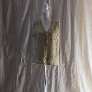 Vintage 1990s Gold Lurex Knit Sweater Vest