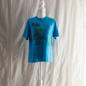 Vintage Blue Fiji Screen Print Pocket T-Shirt