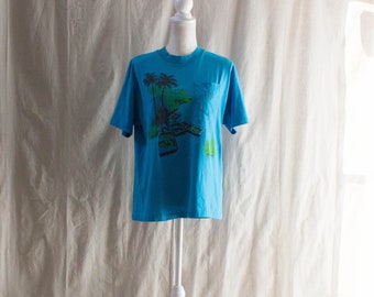 Vintage Blue Fiji SiebdruckTasche T-Shirt