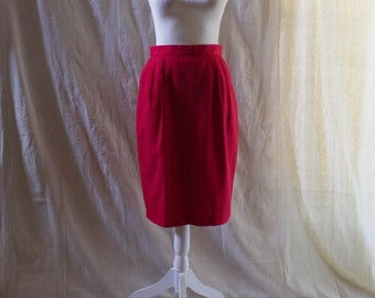 Vintage 1980s Red Textured Pencil Skirt