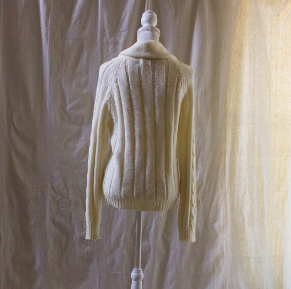Vintage 1970s Cream Cable Knit Cardigan Sweater - image 4