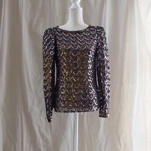 Vintage 1980s Puff Sleeve Sequin Blouse