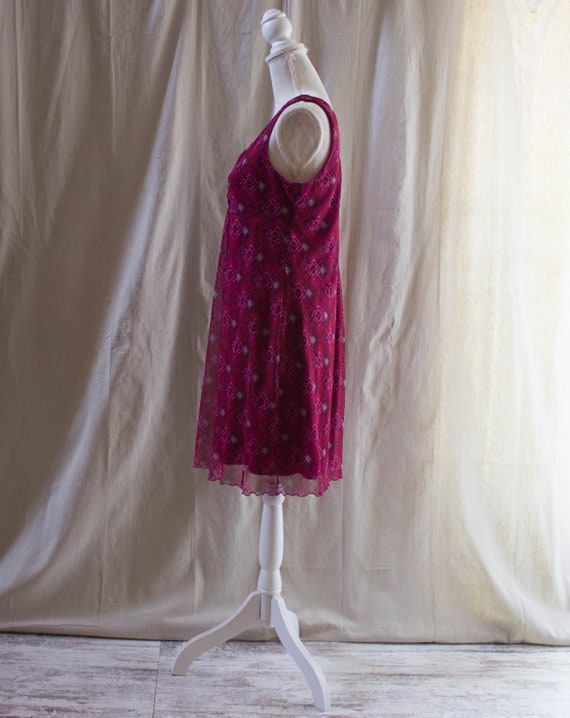 Vintage Y2K Pink Diamond Print Tank Mini Dress - image 3