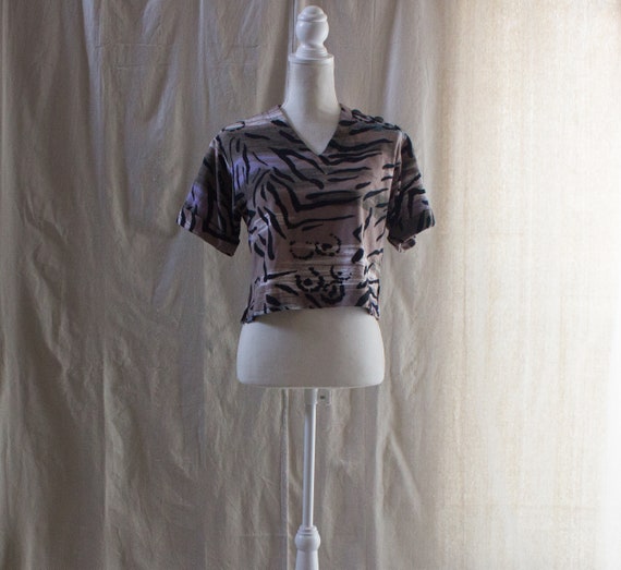 Vintage 1980s Animal Print Knit Shirt and Midi Sk… - image 5