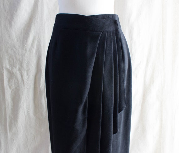 Vintage 1980s Black Wool Wrap Skirt - image 5