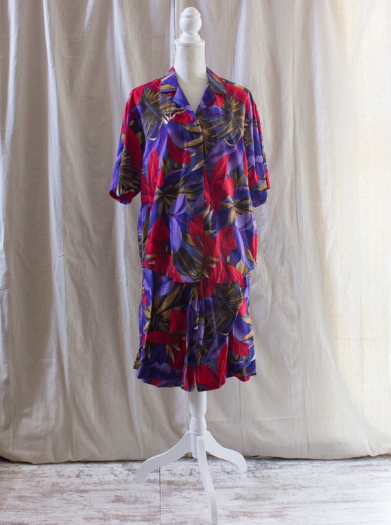 Vintage 1990s Tropical Print Culotte Set