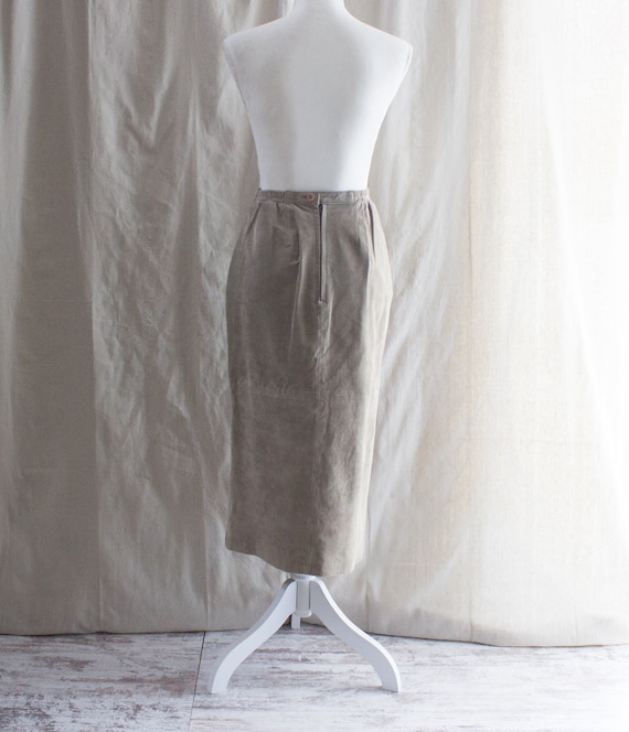 Vintage 1990s Suede Midi Skirt - image 3