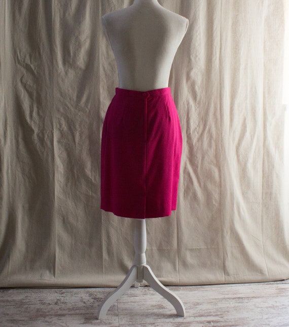 Vintage 1980s Fuchsia Pink Textured Pencil Skirt - image 3