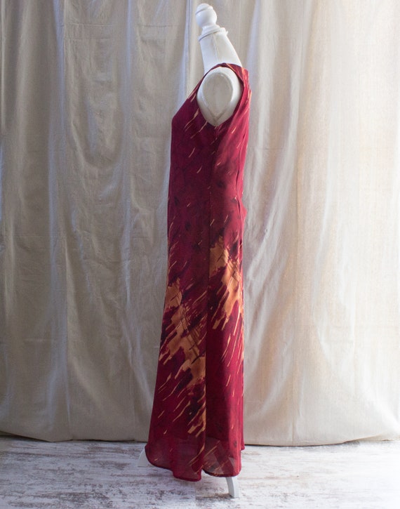 Vintage 1990s Red Abstract Print Maxi Dress - image 2