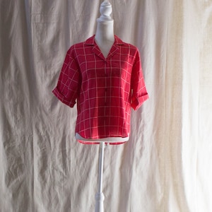 Vintage 1990s Red and White Plaid Shirt