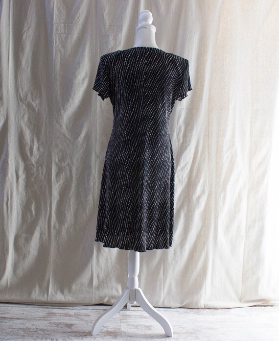 Vintage 1990s Black and White Pleated Polka Dot D… - image 3