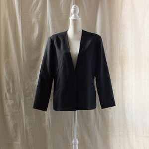 Vintage 1980s Black Collarless Blazer