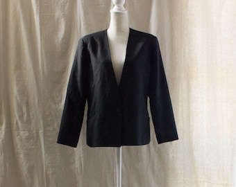 Blazer preto sem gola vintage dos anos 80