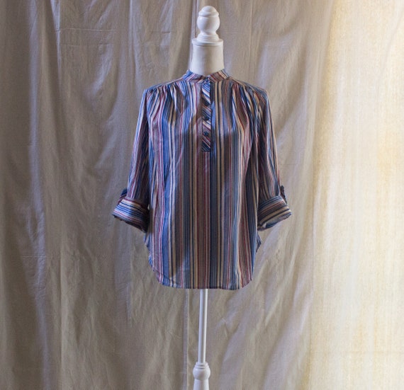 Vintage 1970s Striped Knit Blouse - image 1