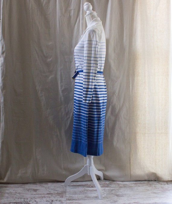 Vintage 1970s Ombre Striped Knit Midi Shirtdress - image 2
