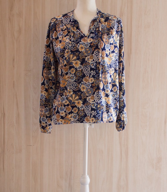 1970s Floral Print Top