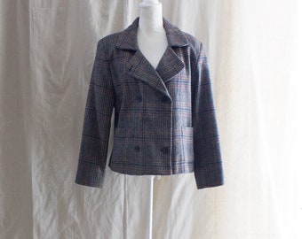 Blazer de lana plaid vintage de la década de 1990