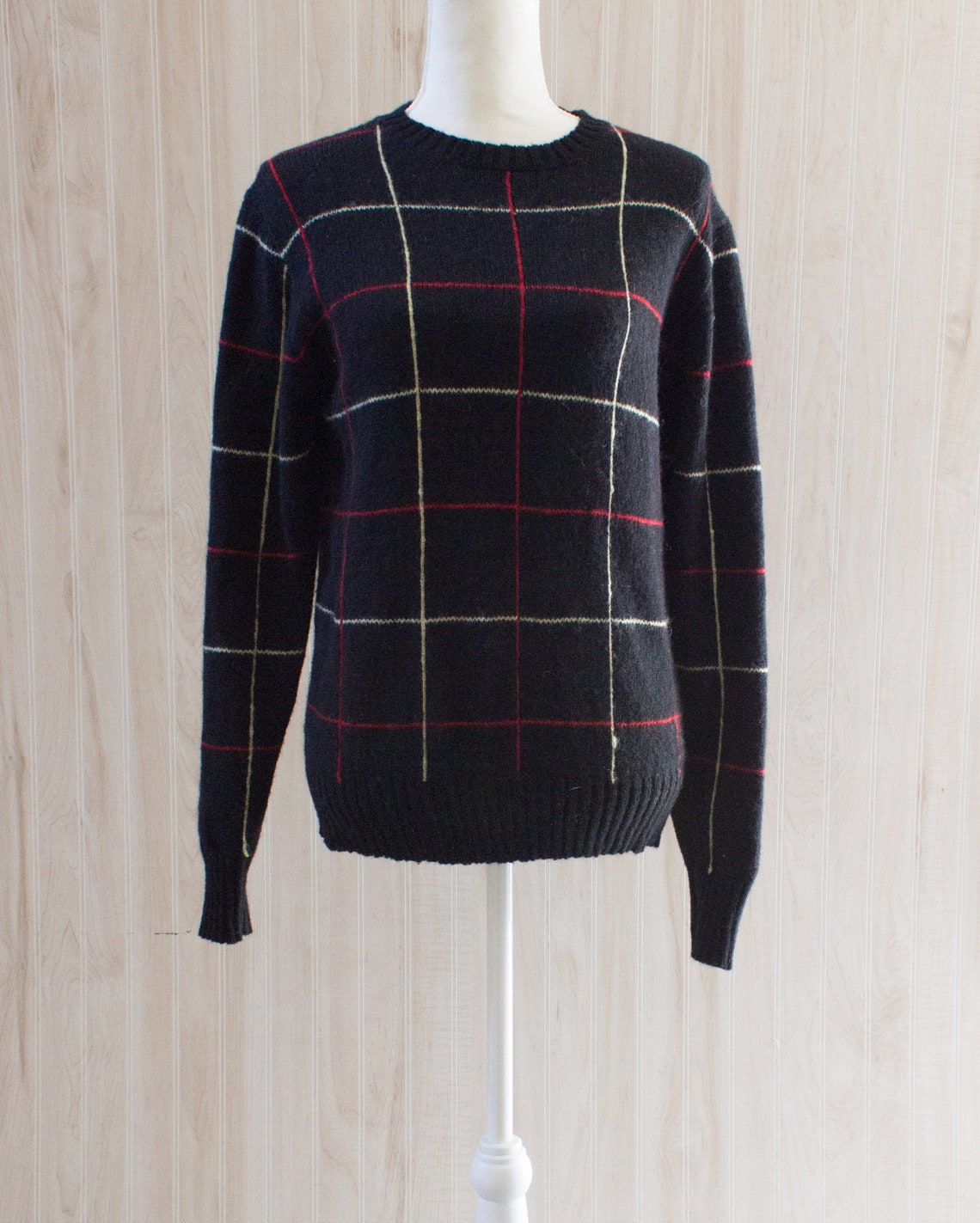 Vintage Wool Window Pane Sweater - Etsy