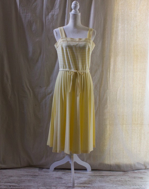 Vintage 1970s Yellow and White Midi Sundress with… - image 5