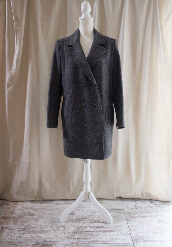 Vintage 1990s Herringbone Wool Coat