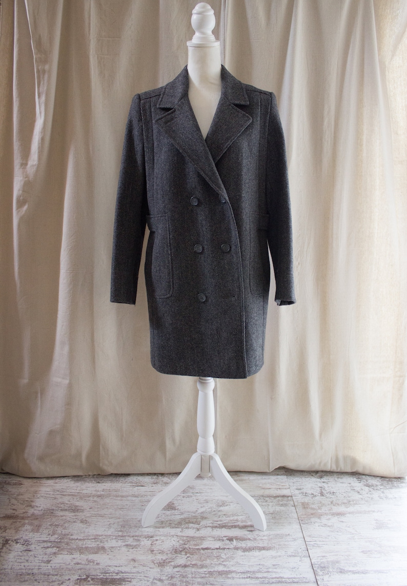 Vintage 1990s Herringbone Wool Coat image 1