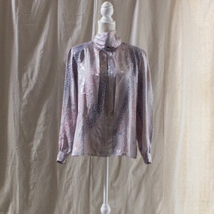Vintage 1980s Jacquard Animal Print Blouse