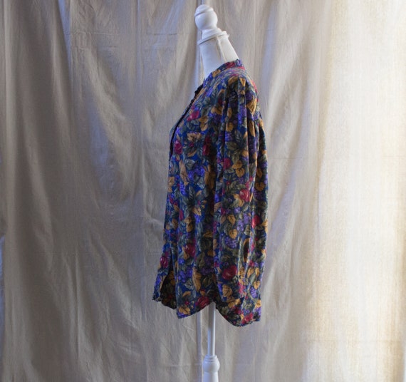 Vintage 1990s Banded Collar Floral Tunic Top - image 2