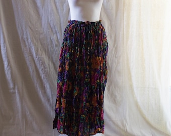 Vintage 1990s Pink Floral Broomstick Maxi Skirt